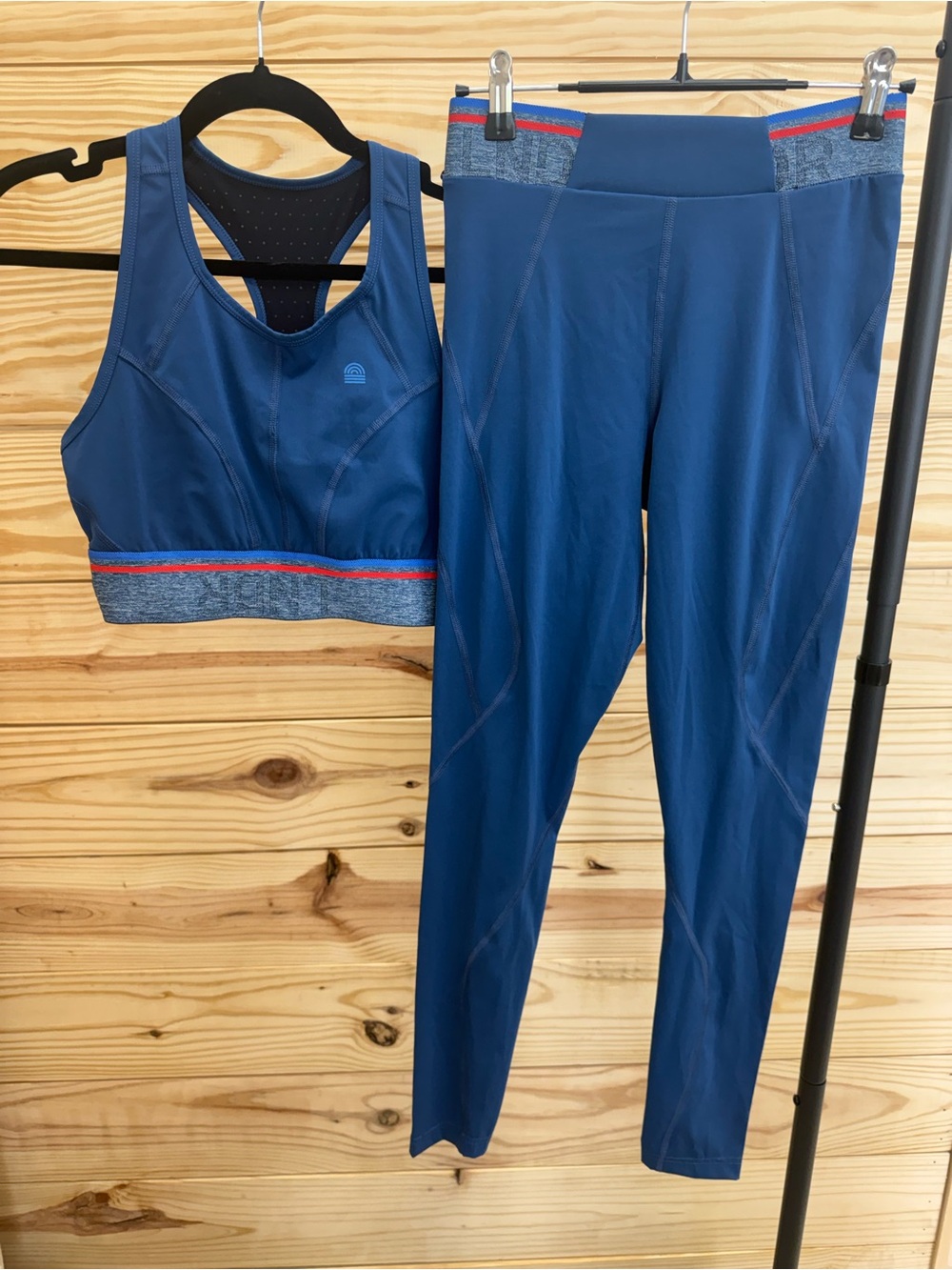 LNDR Navy Blue Athletic Leggings & Sports Bra Set with Heathered Waistband